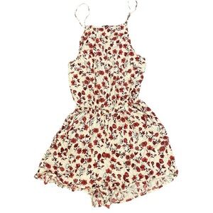 Divided size 4 lightweight Floral Print Romper, with pockets, deep V back